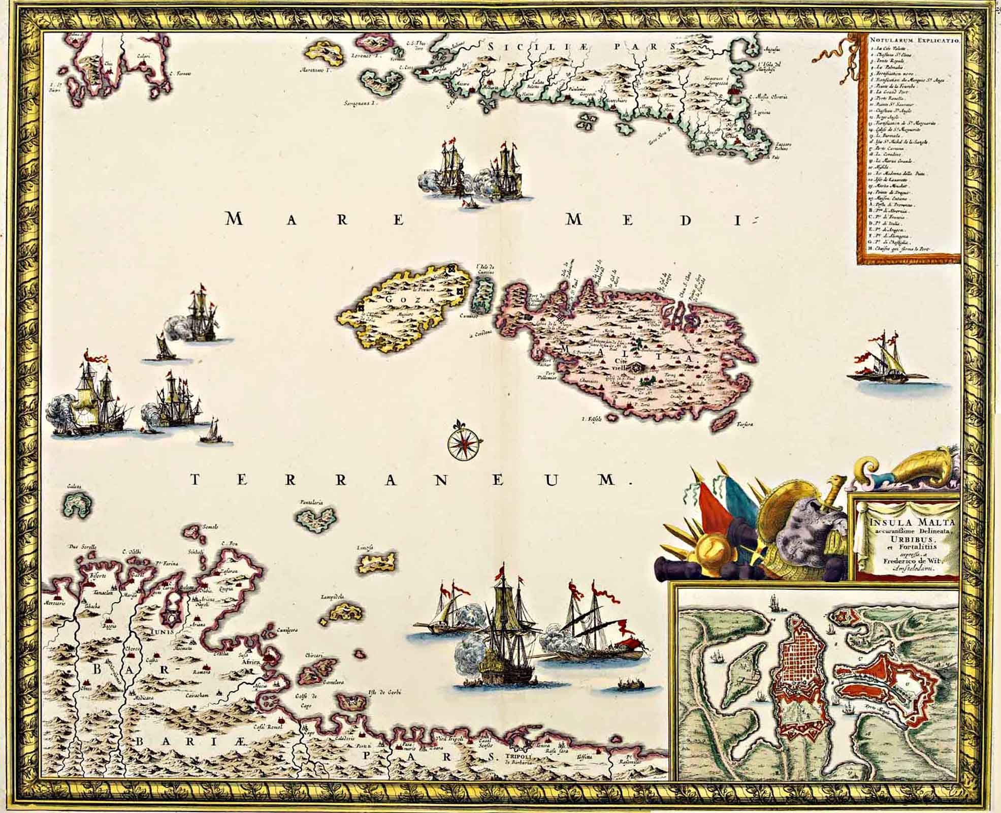Malta-Sicily map by de Wit (1670-1680)